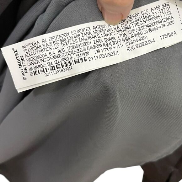 ZARA Satin Faux Wrap Mini Dress Charcoal Grey A-Line Women’s Size Large - Picture 7 of 13